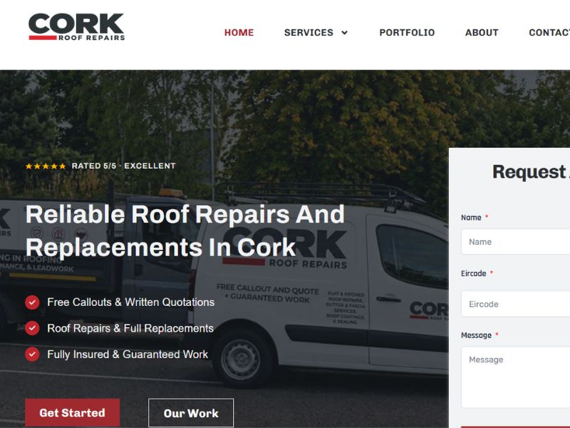 Cork Roof Repairs website built by Marketing For Trades